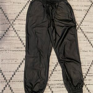 Black Leather Jogger Pants